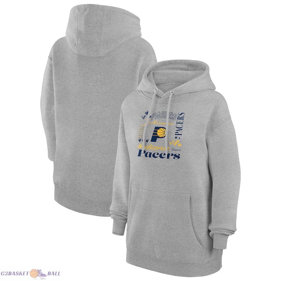 Women's Indiana Pacers G-III 4Her by Carl Banks Heather Gray Team Collage Graphic Fleece Pullover Hoodie