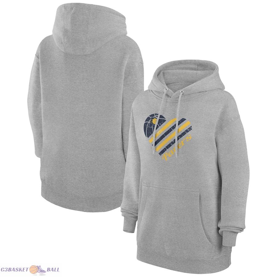 Women's Indiana Pacers G-III 4Her by Carl Banks Heather Gray Heart Pullover Hoodie