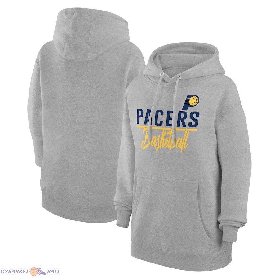 Women's Indiana Pacers G-III 4Her by Carl Banks Heather Gray Graphics Fleece Pullover Hoodie