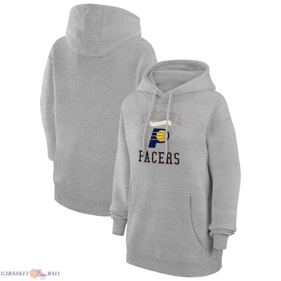 Women's Indiana Pacers G-III 4Her by Carl Banks Heather Gray Graphic Fleece Pullover Hoodie