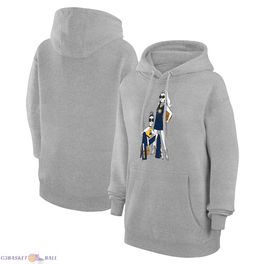 Women's Indiana Pacers G-III 4Her by Carl Banks Heather Gray Basketball Girls Fleece Pullover Hoodie