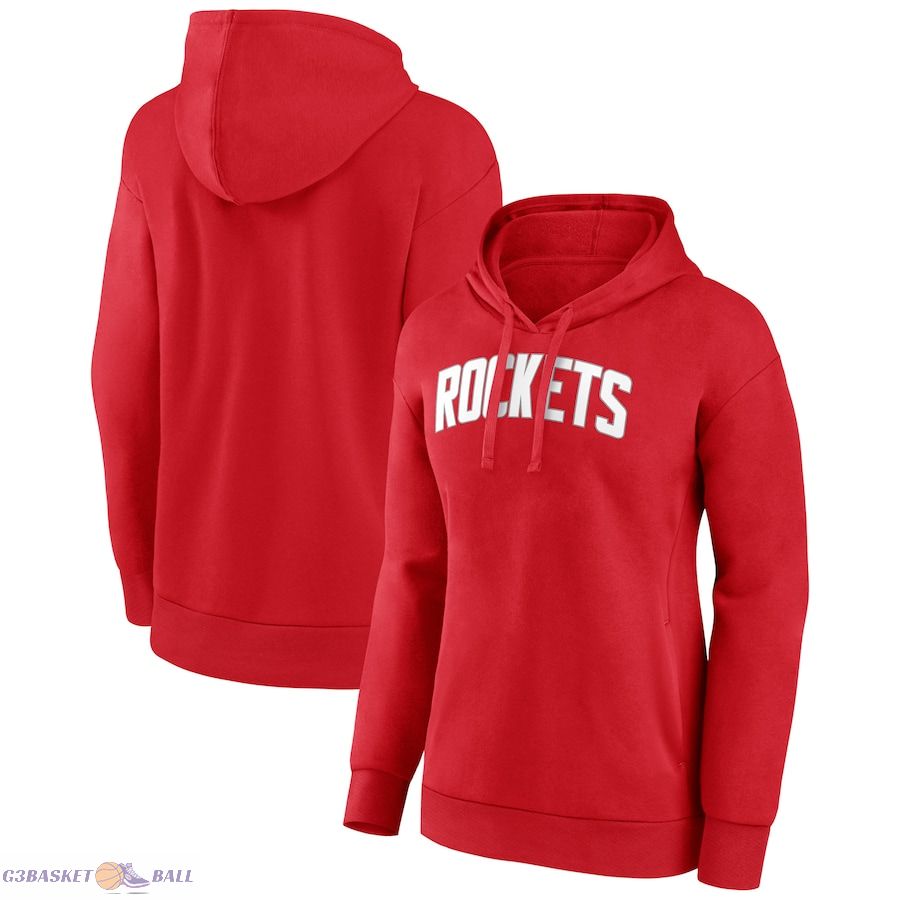 Women's Houston Rockets Red Wordmark Alt Pullover Hoodie