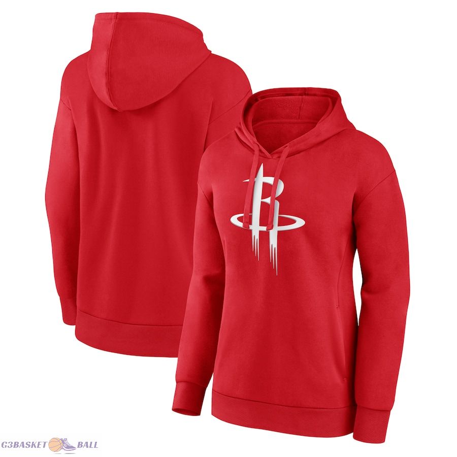 Women's Houston Rockets Red Team Primary Logo Pullover Hoodie