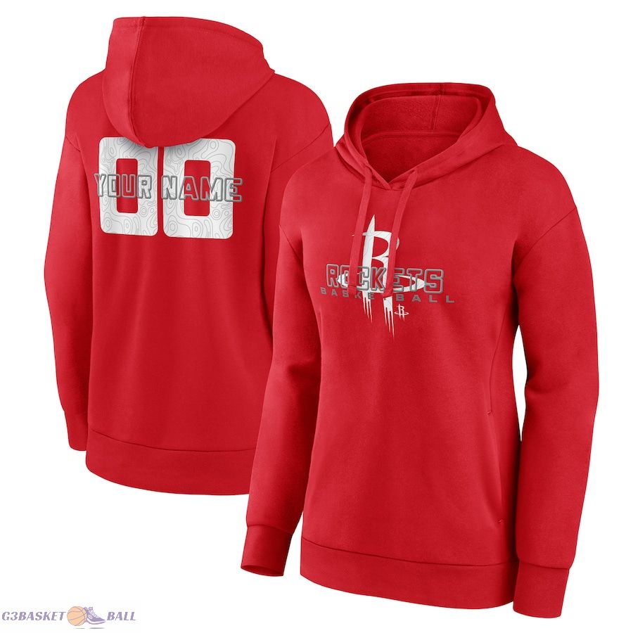 Women's Houston Rockets Red Stellar Personalized Name & Number Pullover Hoodie