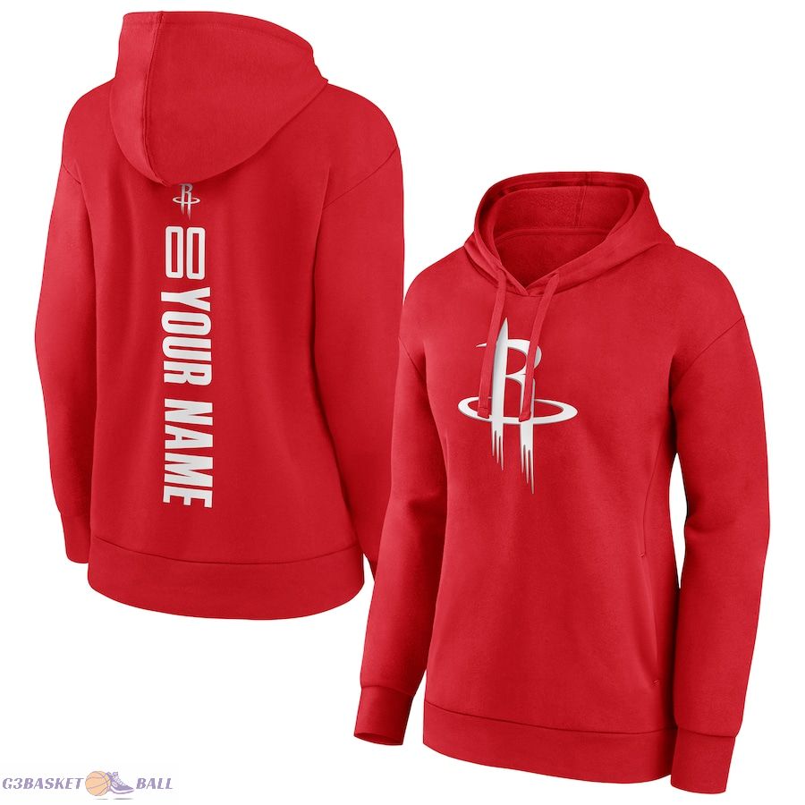 Women's Houston Rockets Red Any Name & Number Playmaker Pullover Hoodie