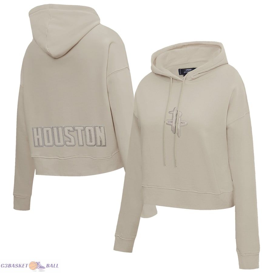 Women's Houston Rockets Pro Standard Taupe Neutrals Capsule Cropped Pullover Hoodie