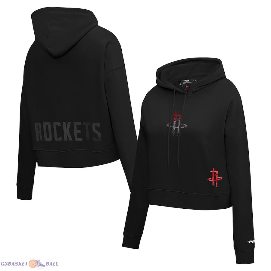 Women's Houston Rockets Pro Standard Black Jewels Cropped Pullover Hoodie