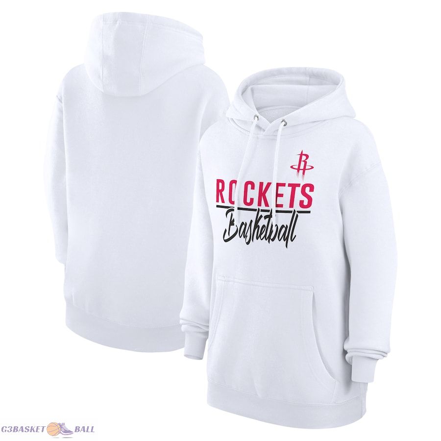 Women's Houston Rockets G-III 4Her by Carl Banks White Graphics Fleece Pullover Hoodie