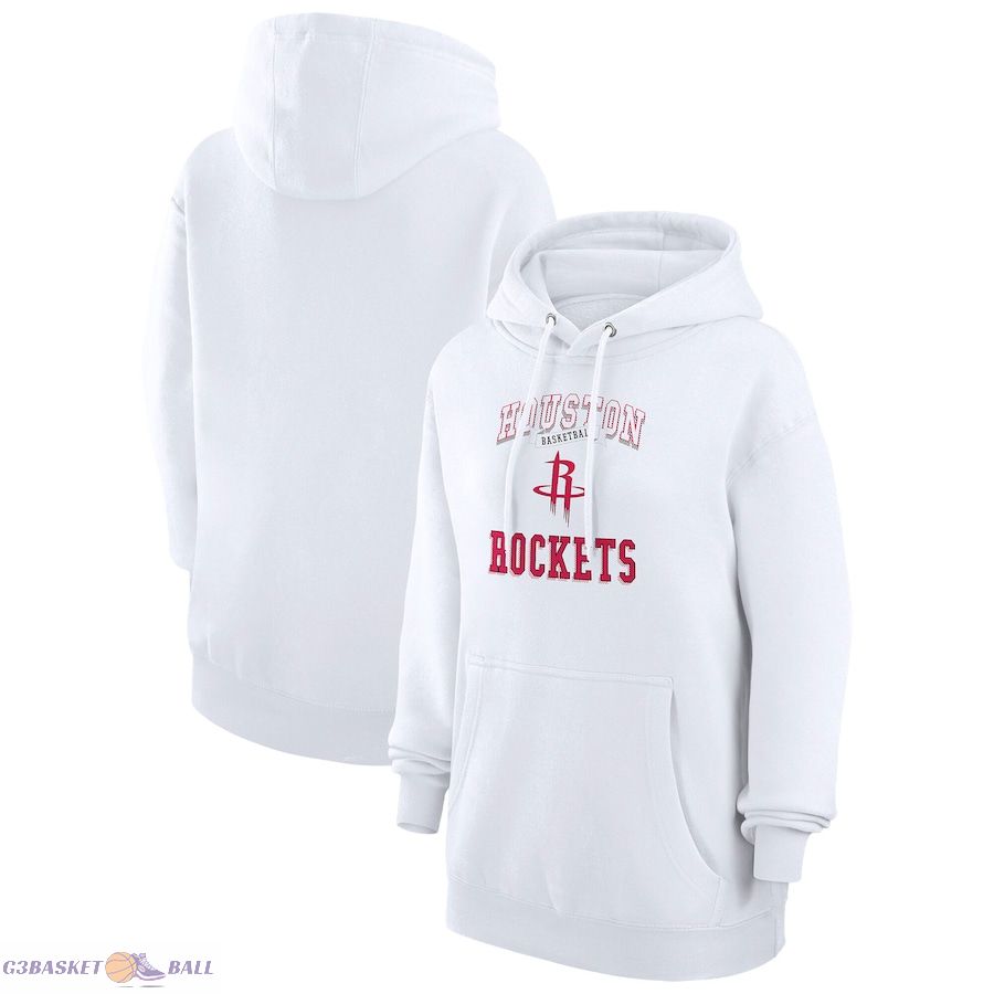 Women's Houston Rockets G-III 4Her by Carl Banks White Graphic Fleece Pullover Hoodie