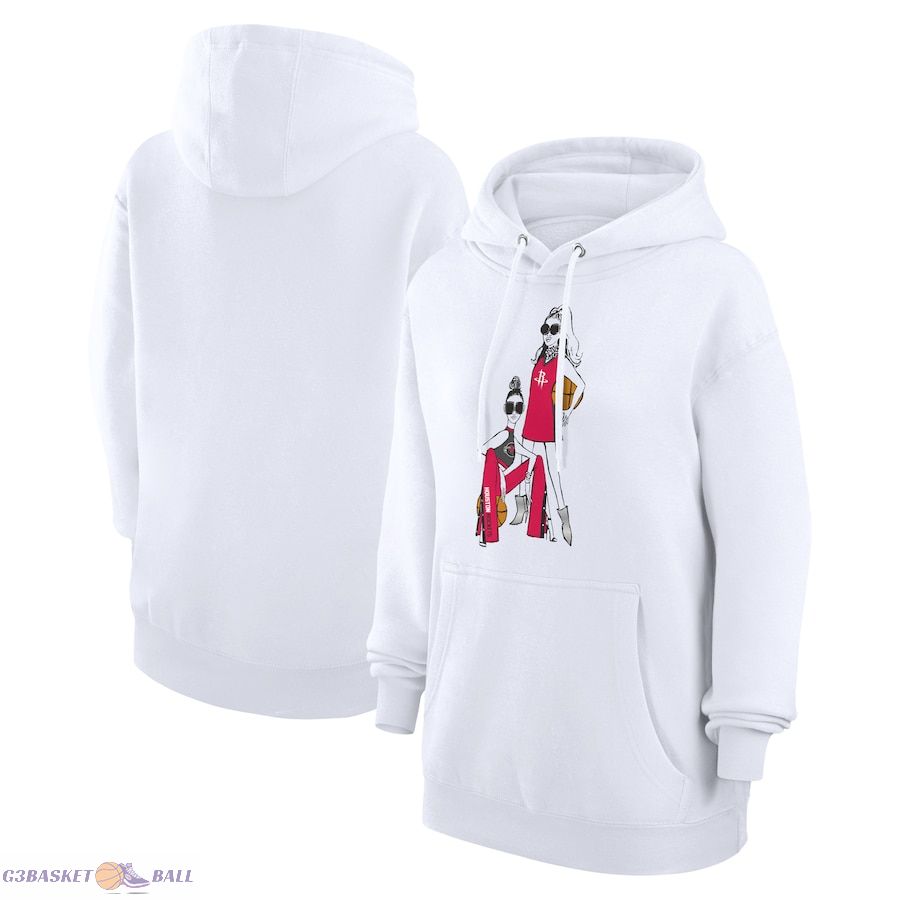 Women's Houston Rockets G-III 4Her by Carl Banks White Basketball Girls Fleece Pullover Hoodie