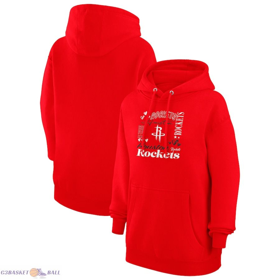 Women's Houston Rockets G-III 4Her by Carl Banks Red Team Collage Graphic Fleece Pullover Hoodie