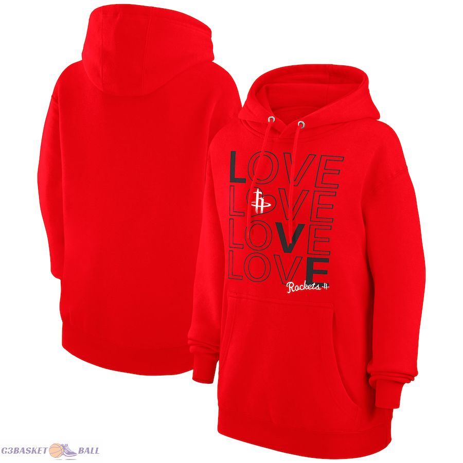 Women's Houston Rockets G-III 4Her by Carl Banks Red Basketball Love Fleece Pullover Hoodie