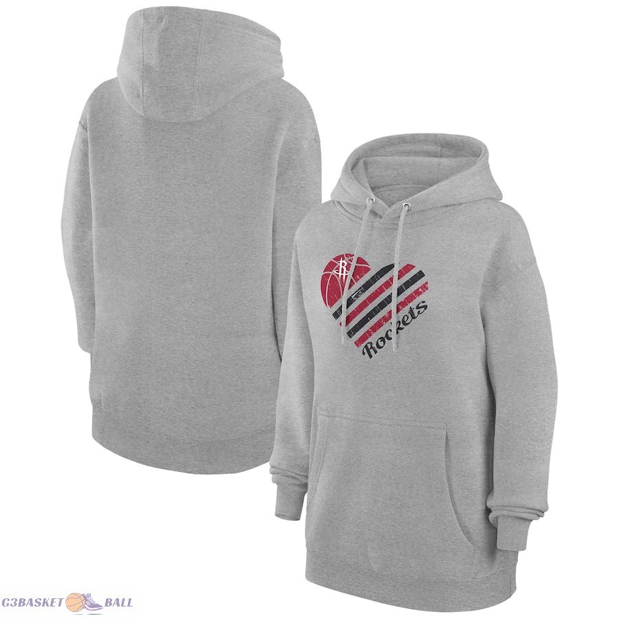 Women's Houston Rockets G-III 4Her by Carl Banks Heather Gray Heart Pullover Hoodie