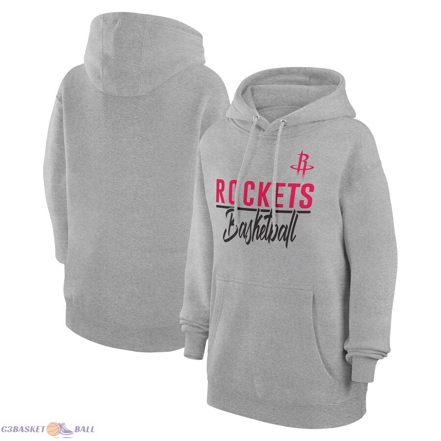 Women's Houston Rockets G-III 4Her by Carl Banks Heather Gray Graphics Fleece Pullover Hoodie