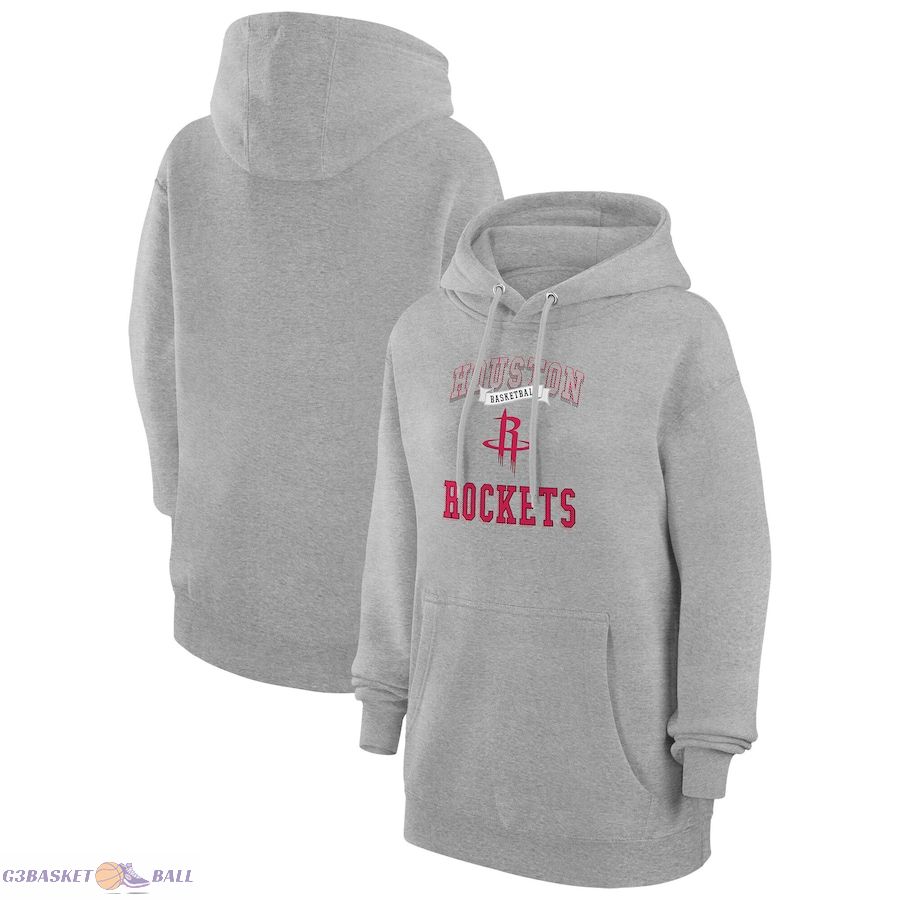 Women's Houston Rockets G-III 4Her by Carl Banks Heather Gray Graphic Fleece Pullover Hoodie