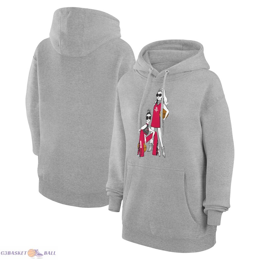 Women's Houston Rockets G-III 4Her by Carl Banks Heather Gray Basketball Girls Fleece Pullover Hoodie