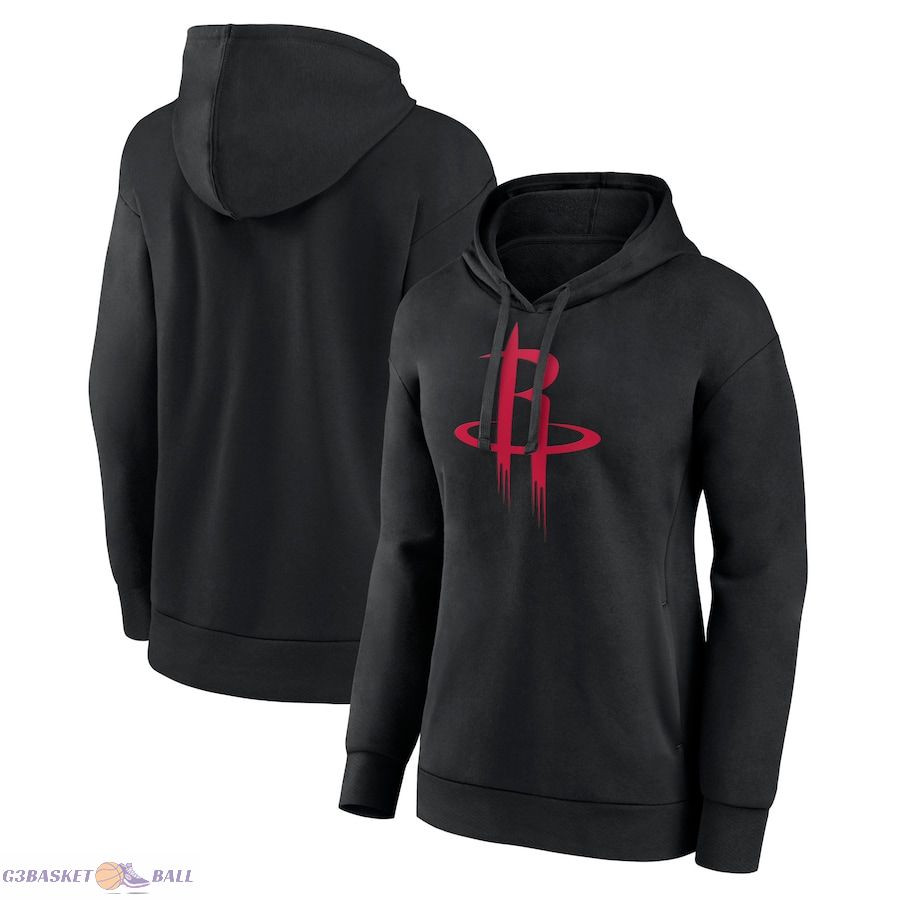 Women's Houston Rockets Black Primary Logo Pullover Hoodie