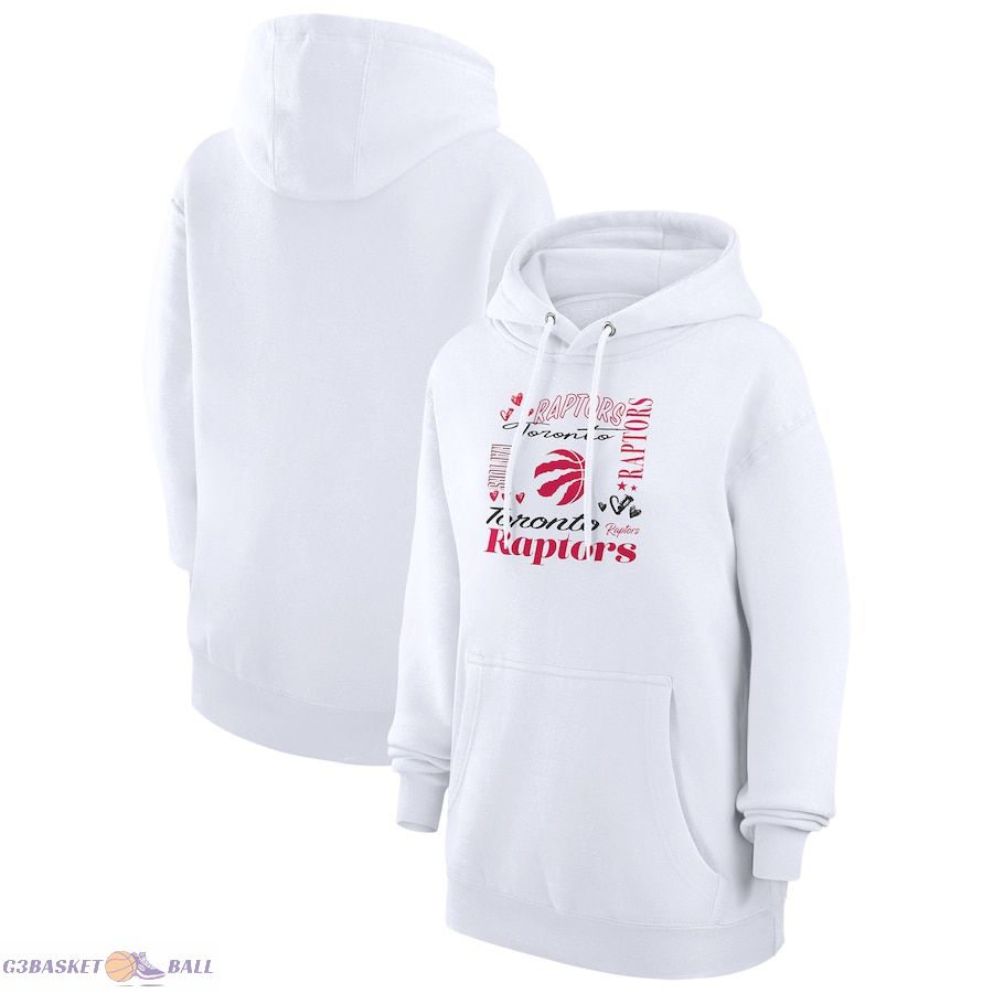 Women's Toronto Raptors G-III 4Her by Carl Banks White Team Collage Graphic Fleece Pullover Hoodie