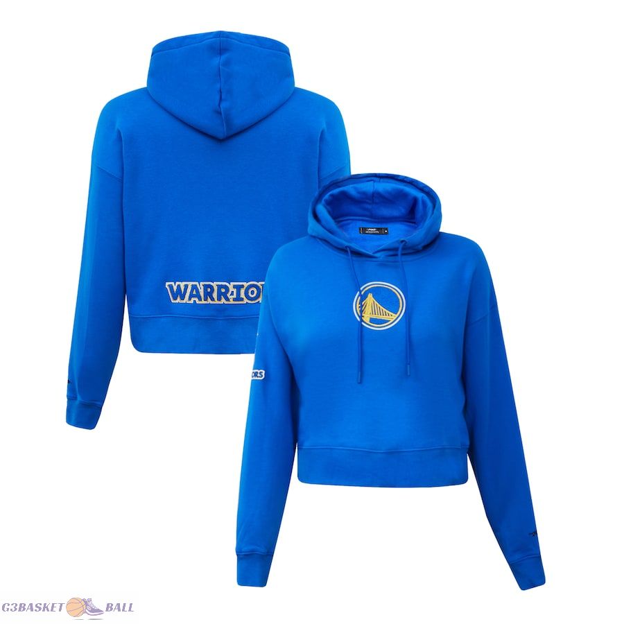 Women's Golden State Warriors Pro Standard Royal Classic FLC Cropped Pullover Hoodie