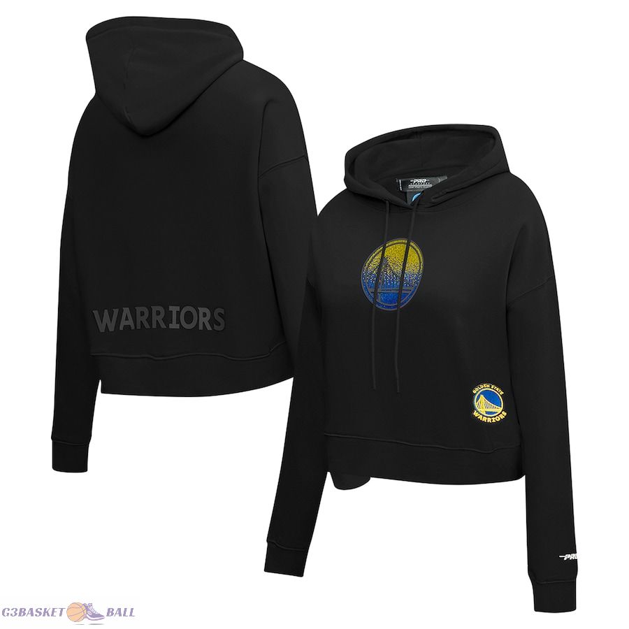 Women's Golden State Warriors Pro Standard Black Jewels Cropped Pullover Hoodie