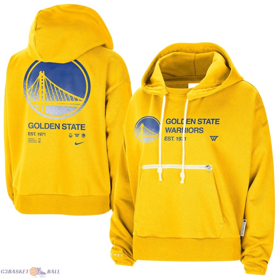 Women's Golden State Warriors Nike Gold Courtside Standard Issue Performance Pullover Hoodie