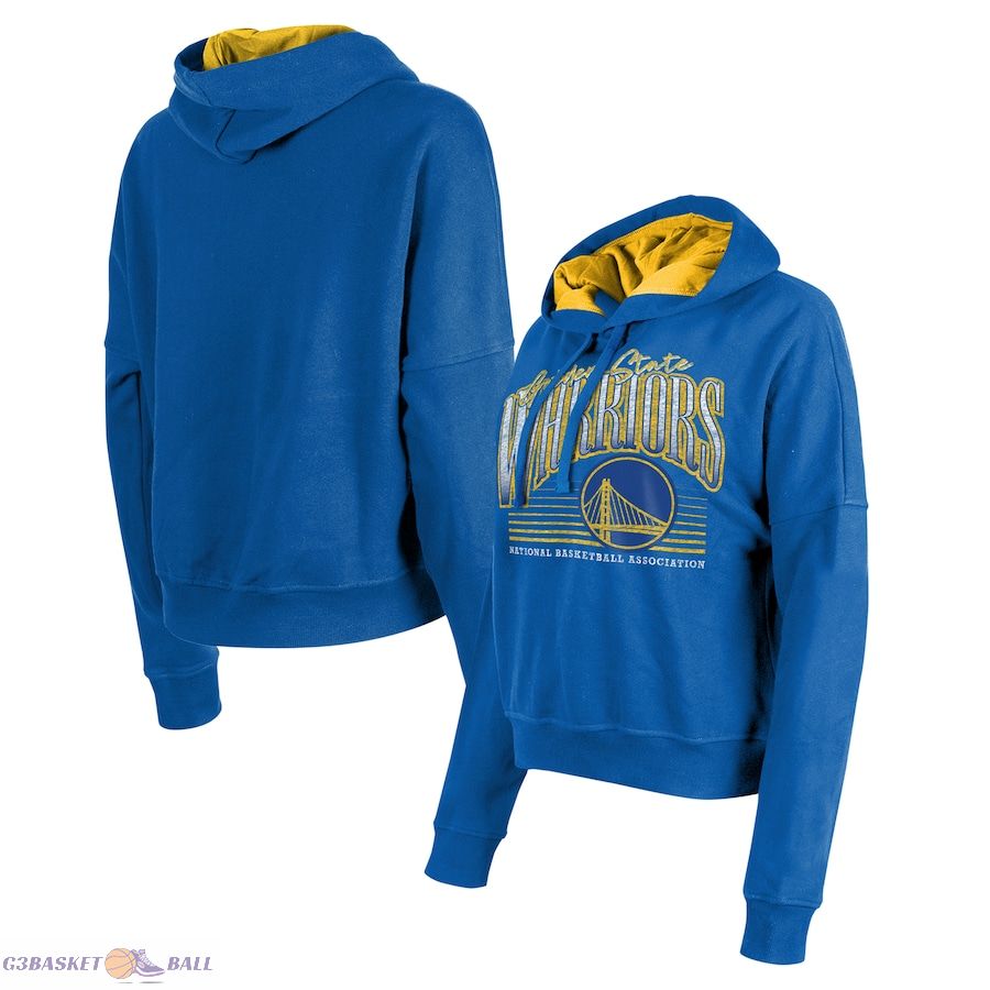 Women's Golden State Warriors New Era Royal Boxy Pullover Hoodie