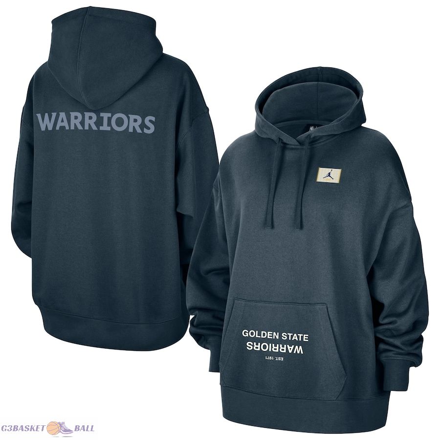 Women's Golden State Warriors Jordan Brand Navy Courtside Statement Edition Oversize Pullover Hoodie