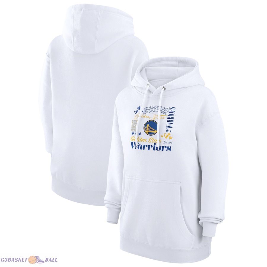 Women's Golden State Warriors G-III 4Her by Carl Banks White Team Collage Graphic Fleece Pullover Hoodie