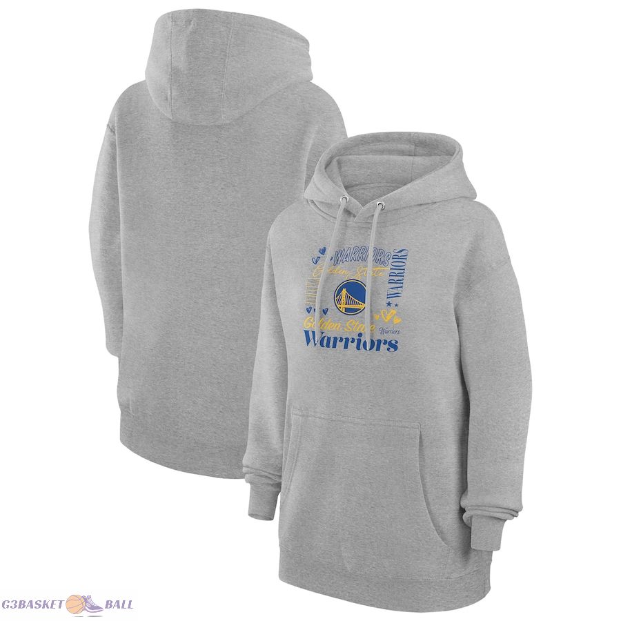 Women's Golden State Warriors G-III 4Her by Carl Banks Heather Gray Team Collage Graphic Fleece Pullover Hoodie