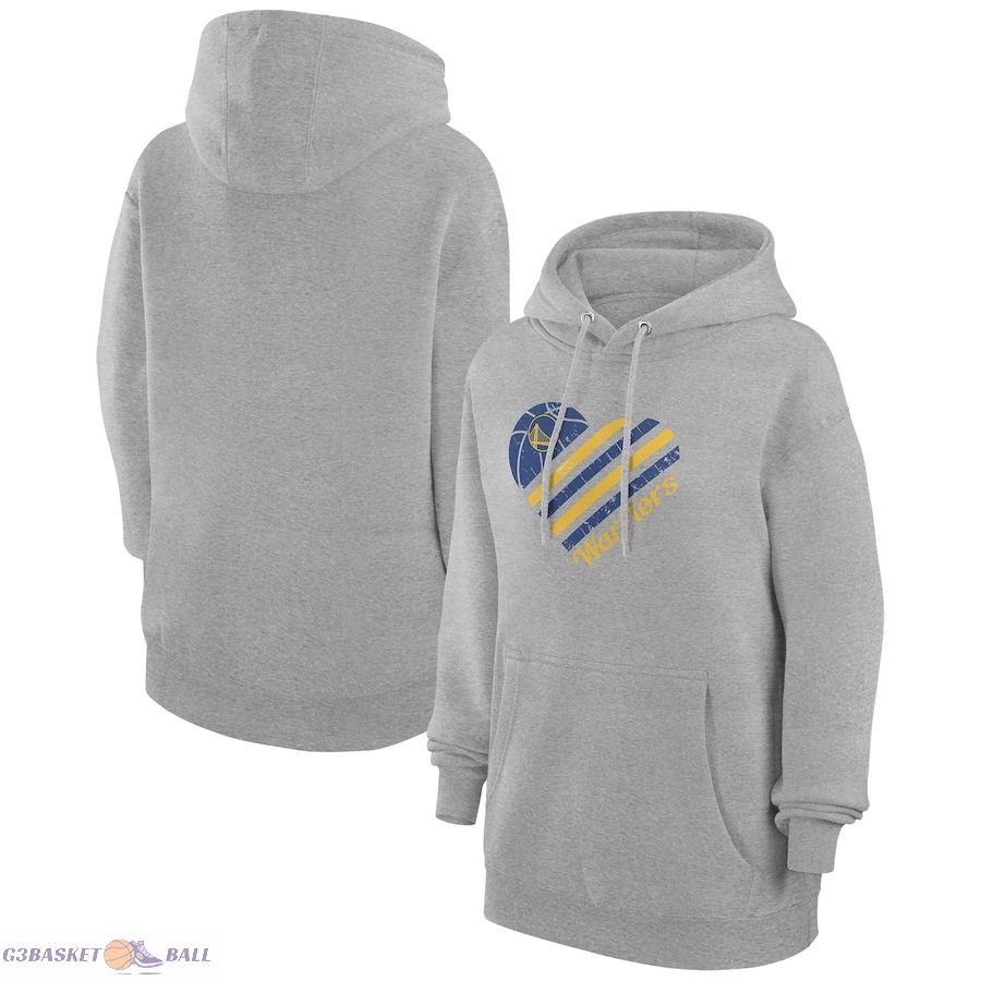 Women's Golden State Warriors G-III 4Her by Carl Banks Heather Gray Heart Pullover Hoodie