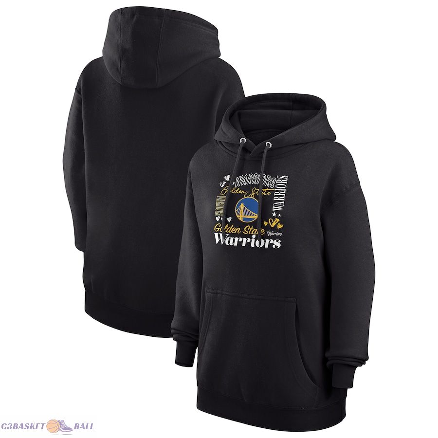 Women's Golden State Warriors G-III 4Her by Carl Banks Black Team Collage Graphic Fleece Pullover Hoodie