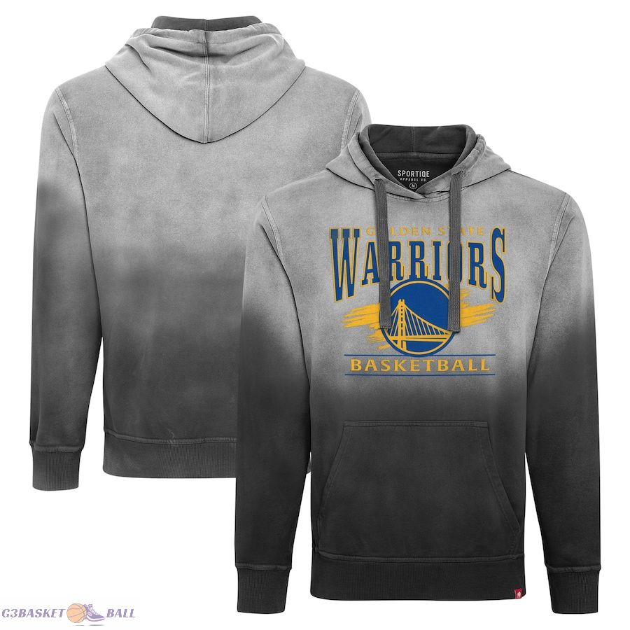 Unisex Golden State Warriors Sportiqe Black Blake Sun-Fade Pullover Hoodie