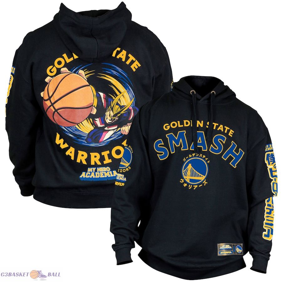 Unisex Golden State Warriors Hyperfly Black NBA x My Hero Academia All Might Smash Pullover Hoodie