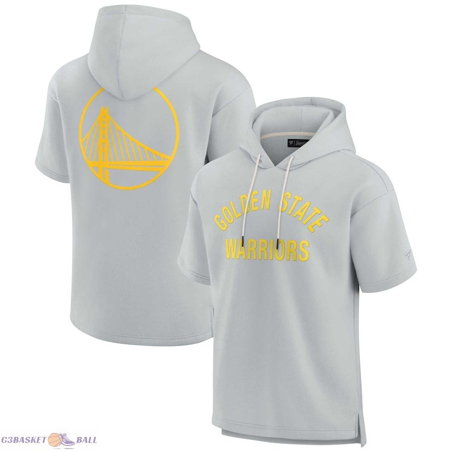 Unisex Golden State Warriors Fanatics Gray Elements Super Soft Fleece Short Sleeve Pullover Hoodie