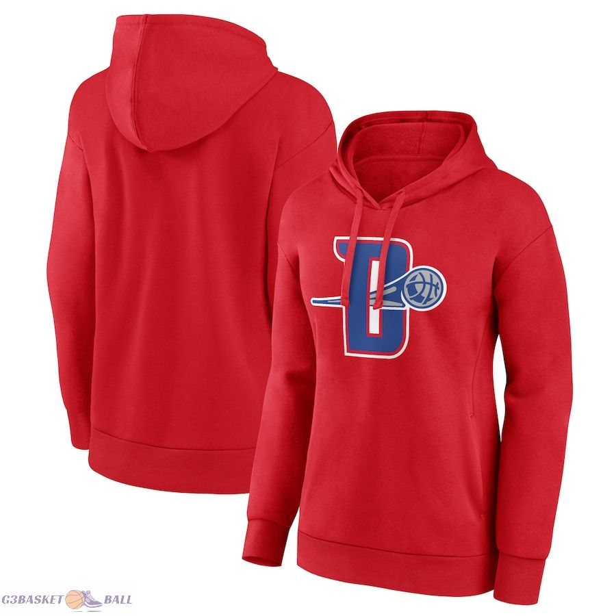 Women's Detroit Pistons Red Alternate Logo Pullover Hoodie