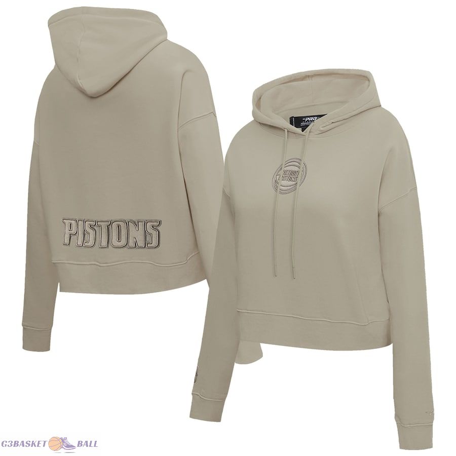 Women's Detroit Pistons Pro Standard Taupe Neutrals Capsule Cropped Pullover Hoodie