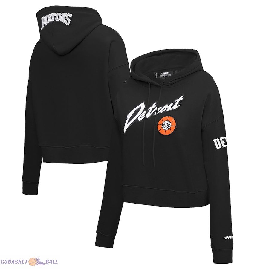 Women's Detroit Pistons Pro Standard Black 2023/24 City Edition Cropped Pullover Hoodie