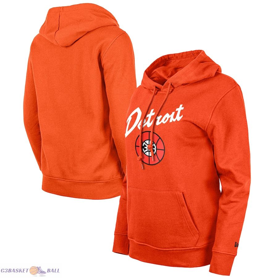 Women's Detroit Pistons New Era Orange 2023/24 City Edition Pullover Hoodie