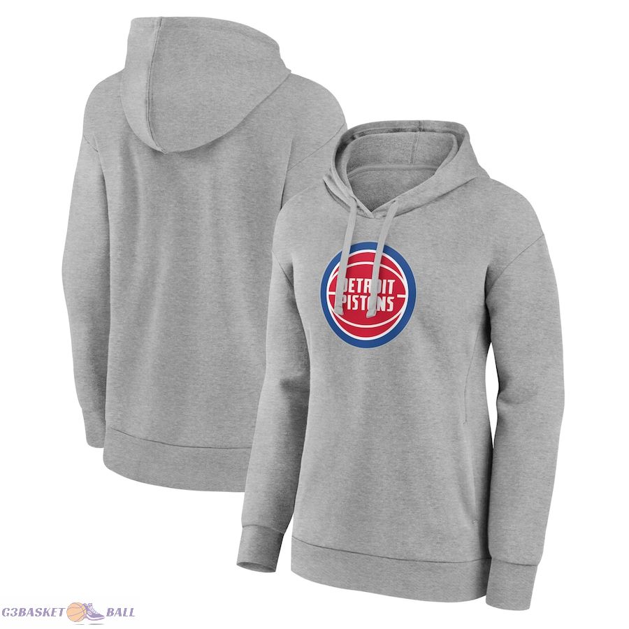 Women's Detroit Pistons Gray Primary Logo Pullover Hoodie