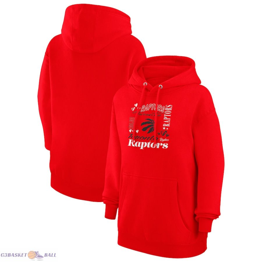 Women's Toronto Raptors G-III 4Her by Carl Banks Red Team Collage Graphic Fleece Pullover Hoodie