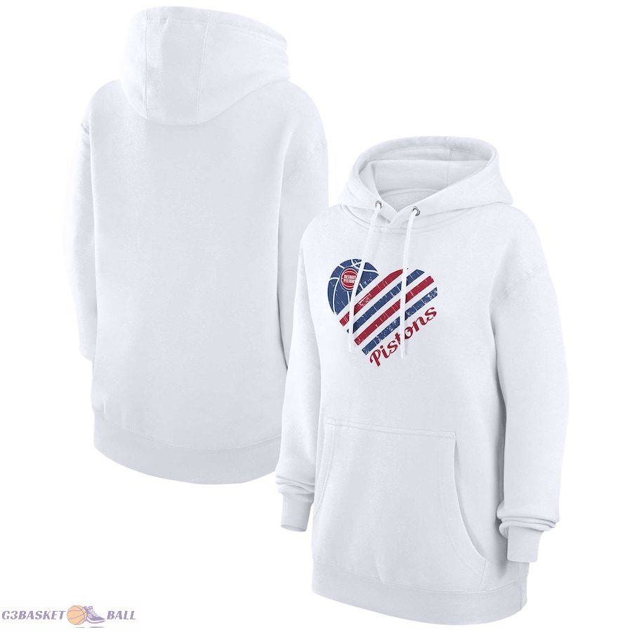 Women's Detroit Pistons G-III 4Her by Carl Banks White Heart Pullover Hoodie