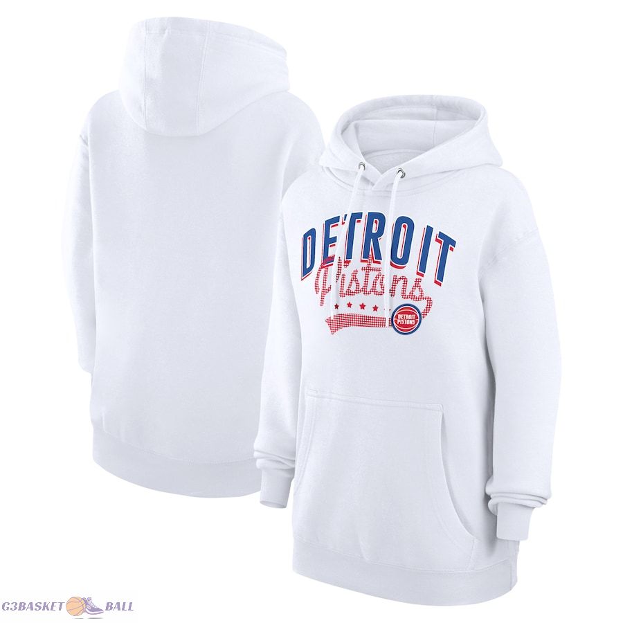 Women's Detroit Pistons G-III 4Her by Carl Banks White Filigree Logo Pullover Hoodie