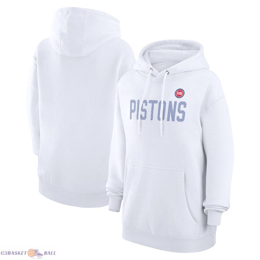 Women's Detroit Pistons G-III 4Her by Carl Banks White Dot Print Pullover Hoodie