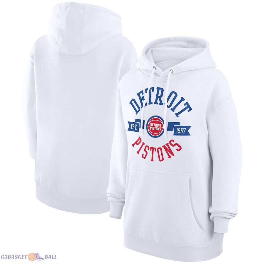 Women's Detroit Pistons G-III 4Her by Carl Banks White City Pullover Hoodie