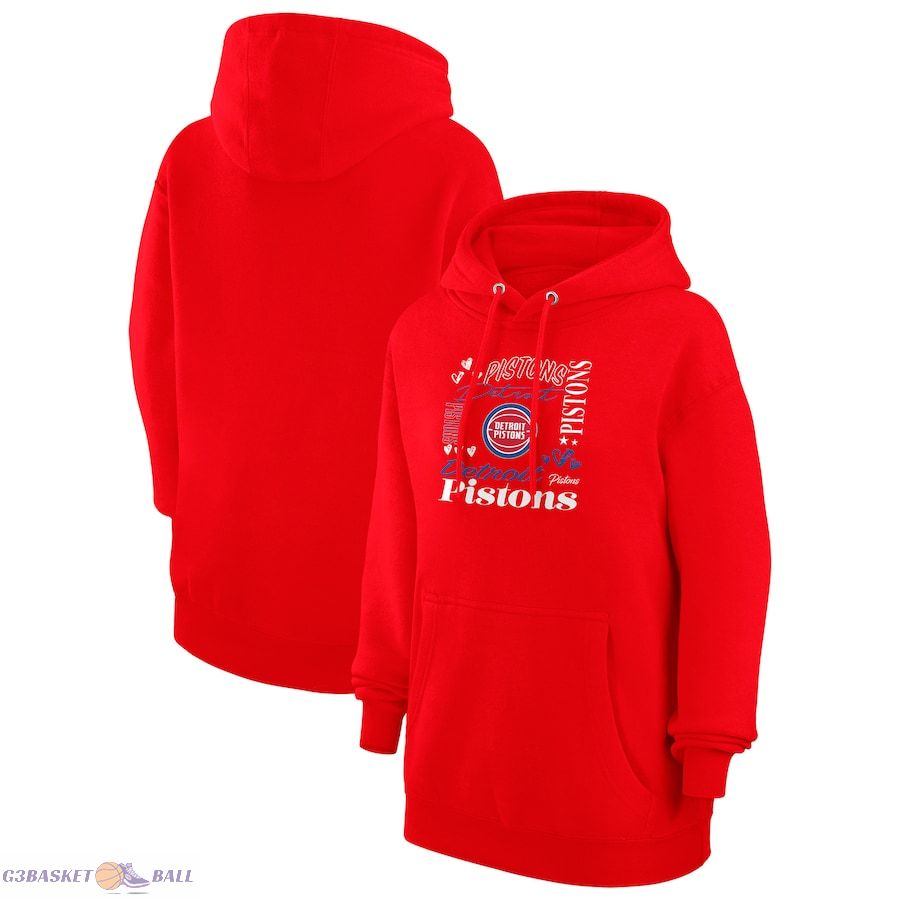 Women's Detroit Pistons G-III 4Her by Carl Banks Red Team Collage Graphic Fleece Pullover Hoodie