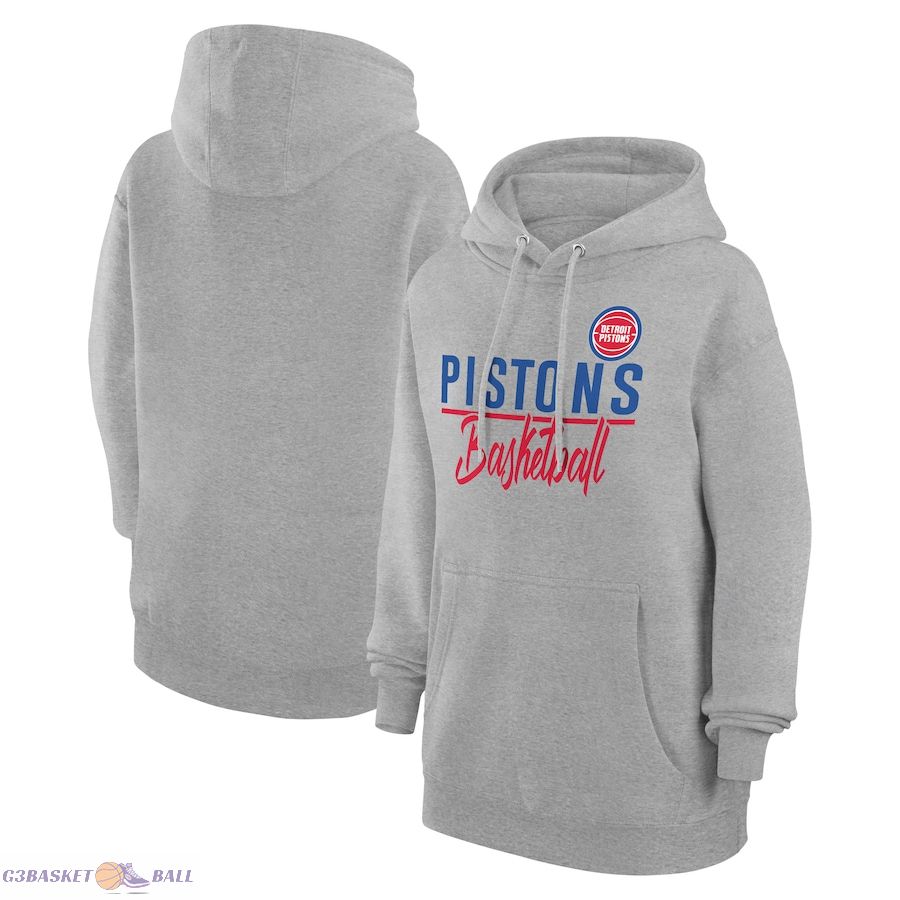 Women's Detroit Pistons G-III 4Her by Carl Banks Heather Gray Graphics Fleece Pullover Hoodie