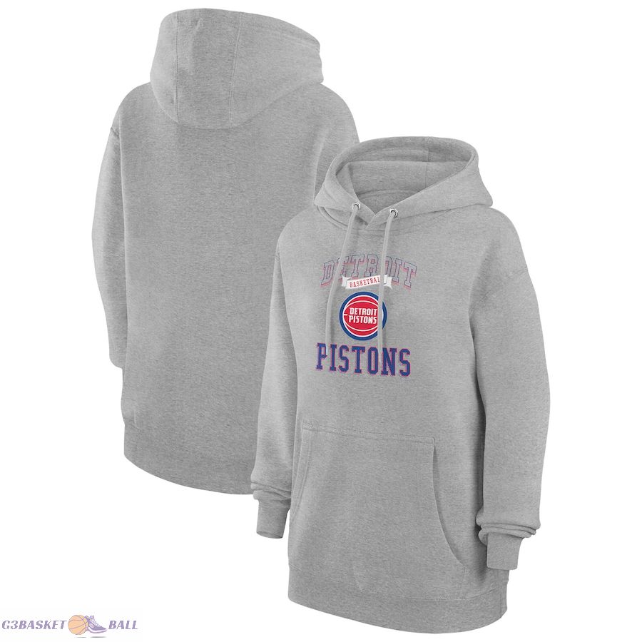 Women's Detroit Pistons G-III 4Her by Carl Banks Heather Gray Graphic Fleece Pullover Hoodie