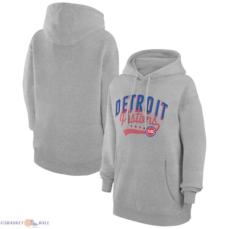 Women's Detroit Pistons G-III 4Her by Carl Banks Heather Gray Filigree Logo Pullover Hoodie