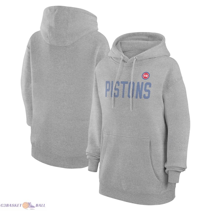 Women's Detroit Pistons G-III 4Her by Carl Banks Heather Gray Dot Print Pullover Hoodie