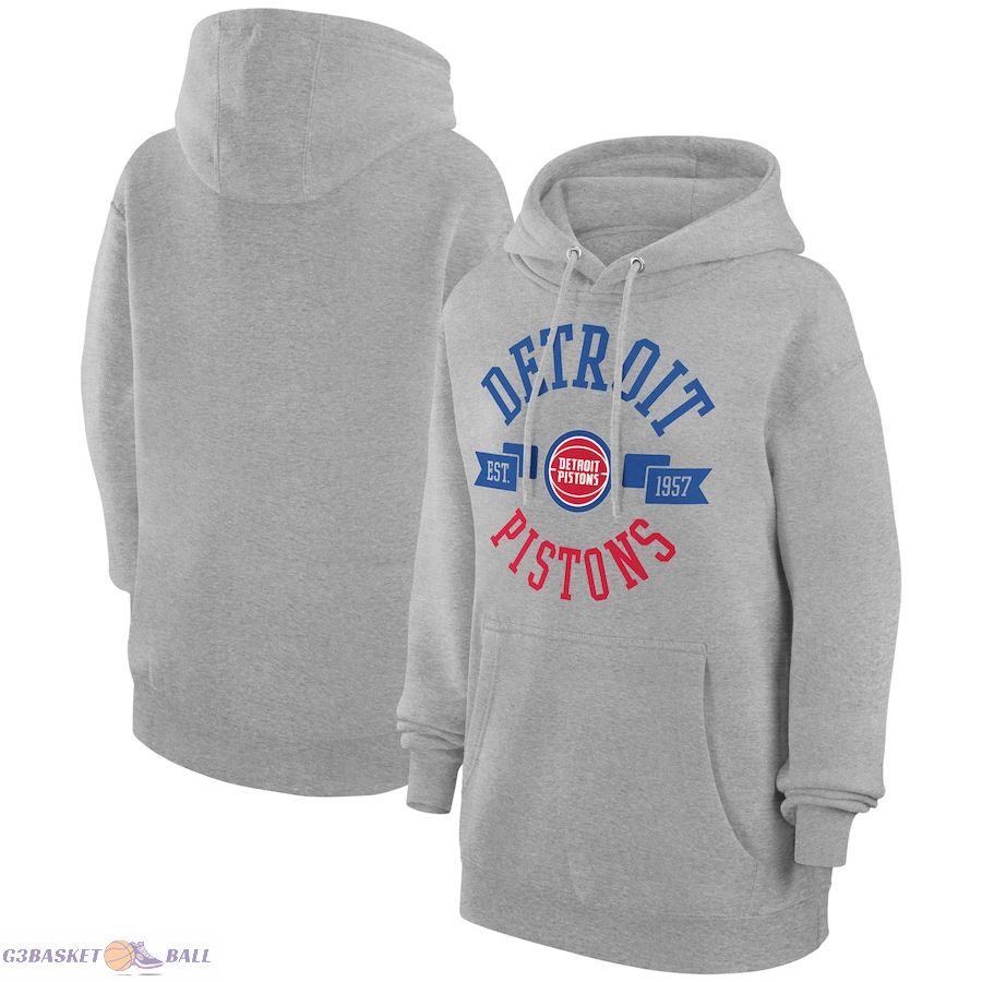 Women's Detroit Pistons G-III 4Her by Carl Banks Heather Gray City Pullover Hoodie